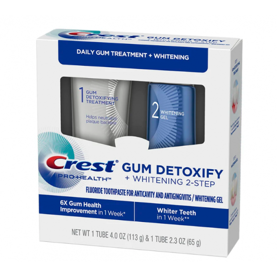 Bělicí gel na zuby a zubní pasta Crest GUM DETOXIFY + WHITENING