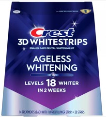 běl&iacute;c&iacute; p&aacute;sky na zuby Crest 3D Whitestrips AGELESS WHITENING