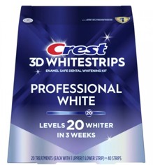 Nejobl&iacute;beněj&scaron;&iacute; běl&iacute;c&iacute; p&aacute;sky na zuby Crest Professional White na dom&aacute;c&iacute; bělen&iacute; zubů.