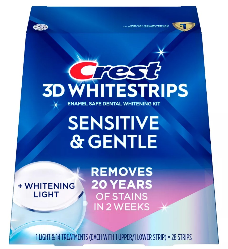 Bělicí pásky Crest 3D Whitestrips SENSITIVE & GENTLE s bělicí lampou