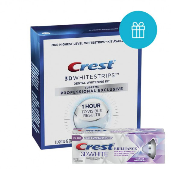 Bělící pásky Crest SUPREME Professional Exclusive + zubní pasta Crest 3D White Brilliance