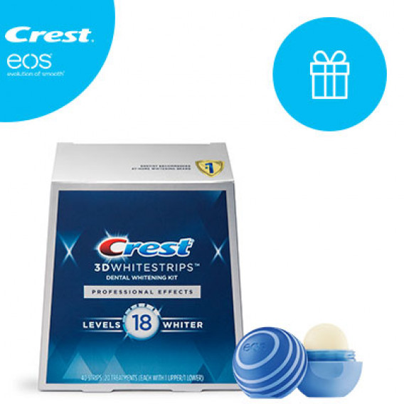 Bělicí pásky Crest 3D White Professional EFFECTS + balzám na rty EOS