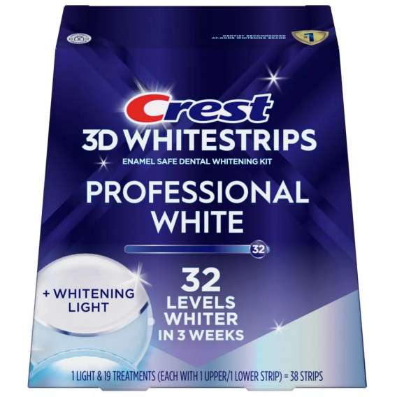 Bělicí pásky Crest 3D PROFESSIONAL White + LED LIGHT s bělicí lampou