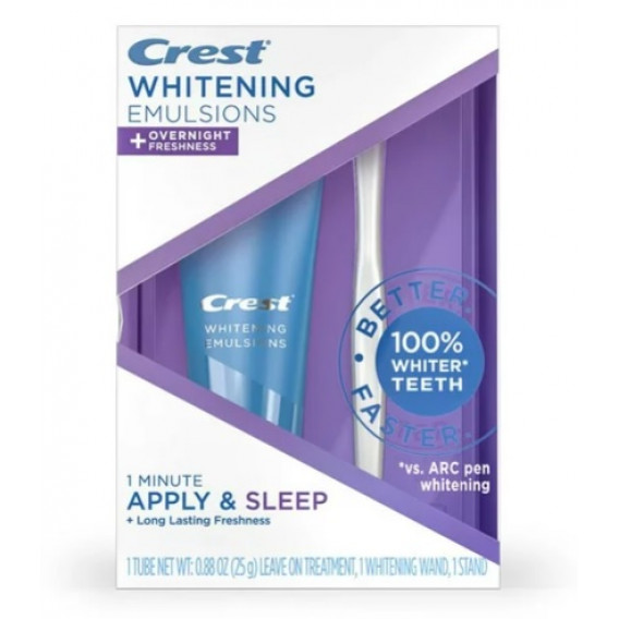 Bělící gel na zuby Crest WHITENING EMULSIONS + OVERNIGHT Freshness s aplikátorem a stojanem