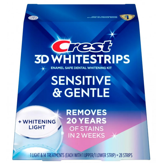 Bělicí pásky Crest 3D Whitestrips SENSITIVE & GENTLE s bělicí lampou Bělicí pásky Crest 3D Whitestrips SENSITIVE & GENTLE s bělicí lampou