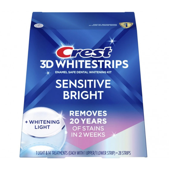Bělicí pásky Crest 3D Whitestrips SENSITIVE BRIGHT + Whitening Light